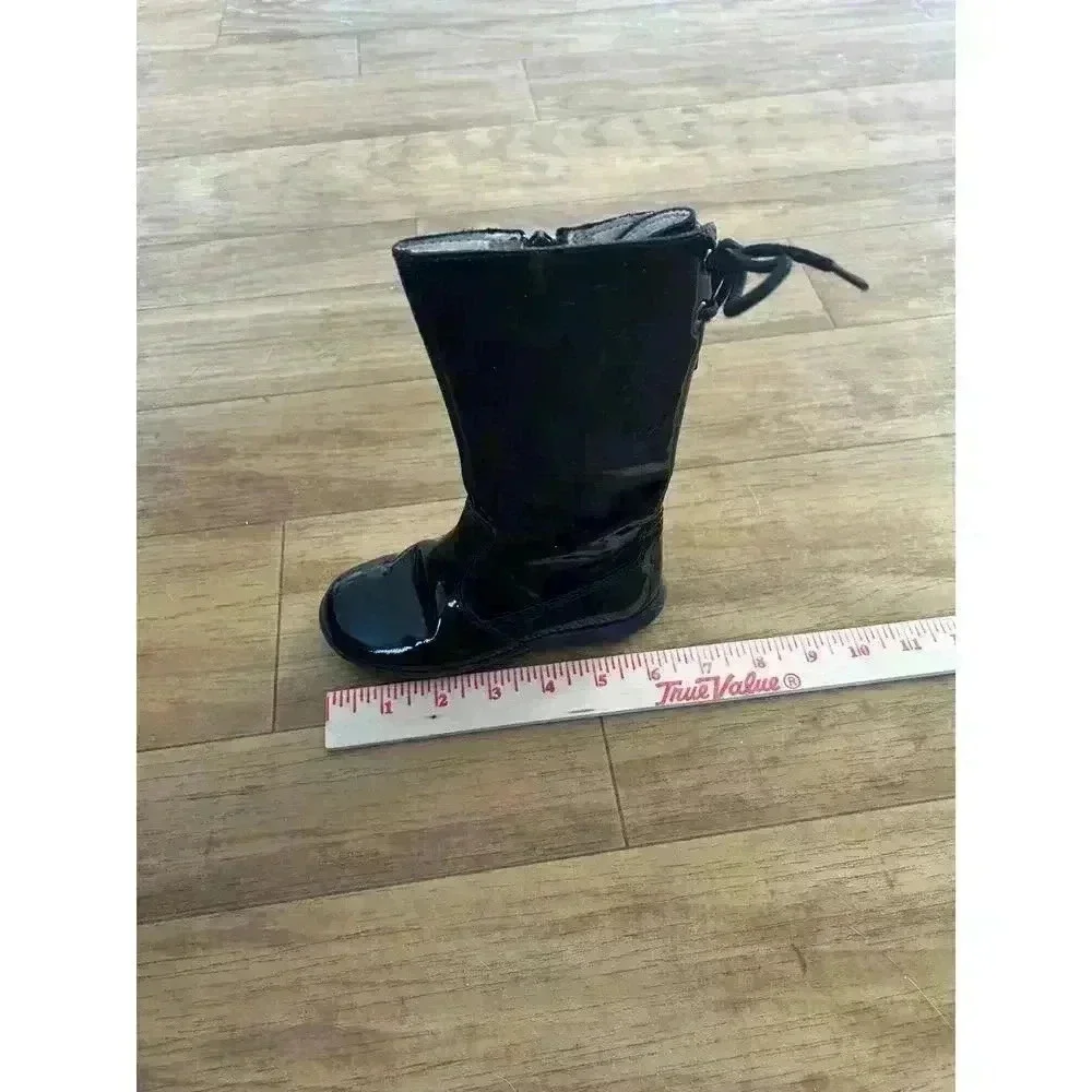 Naturino girls black patent leather boots size 24 US size 8 zip closure